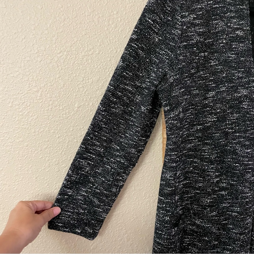 Eileen Fisher Micro Tweed Knit Long Cardigan Black White Textured Sz S B2 - Picture 5 of 14